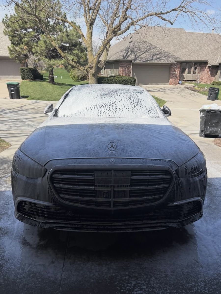 Polished AMG wheel close-up after detailing
